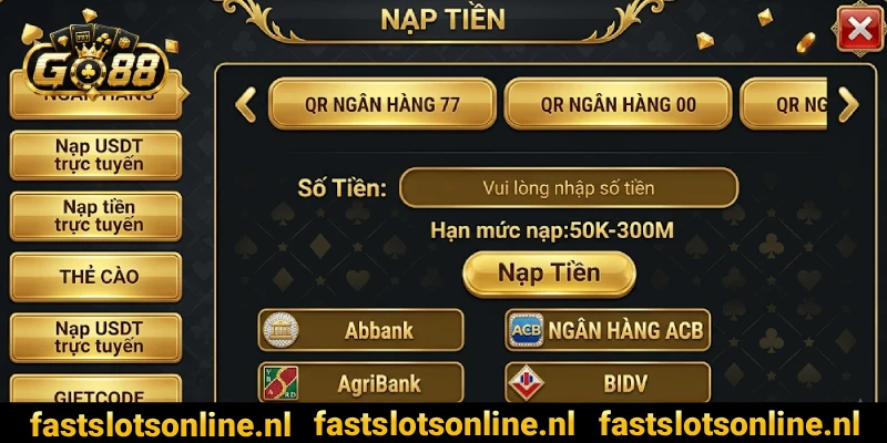 Hướng dẫn nạp và rút tiền GO88 siêu tốc